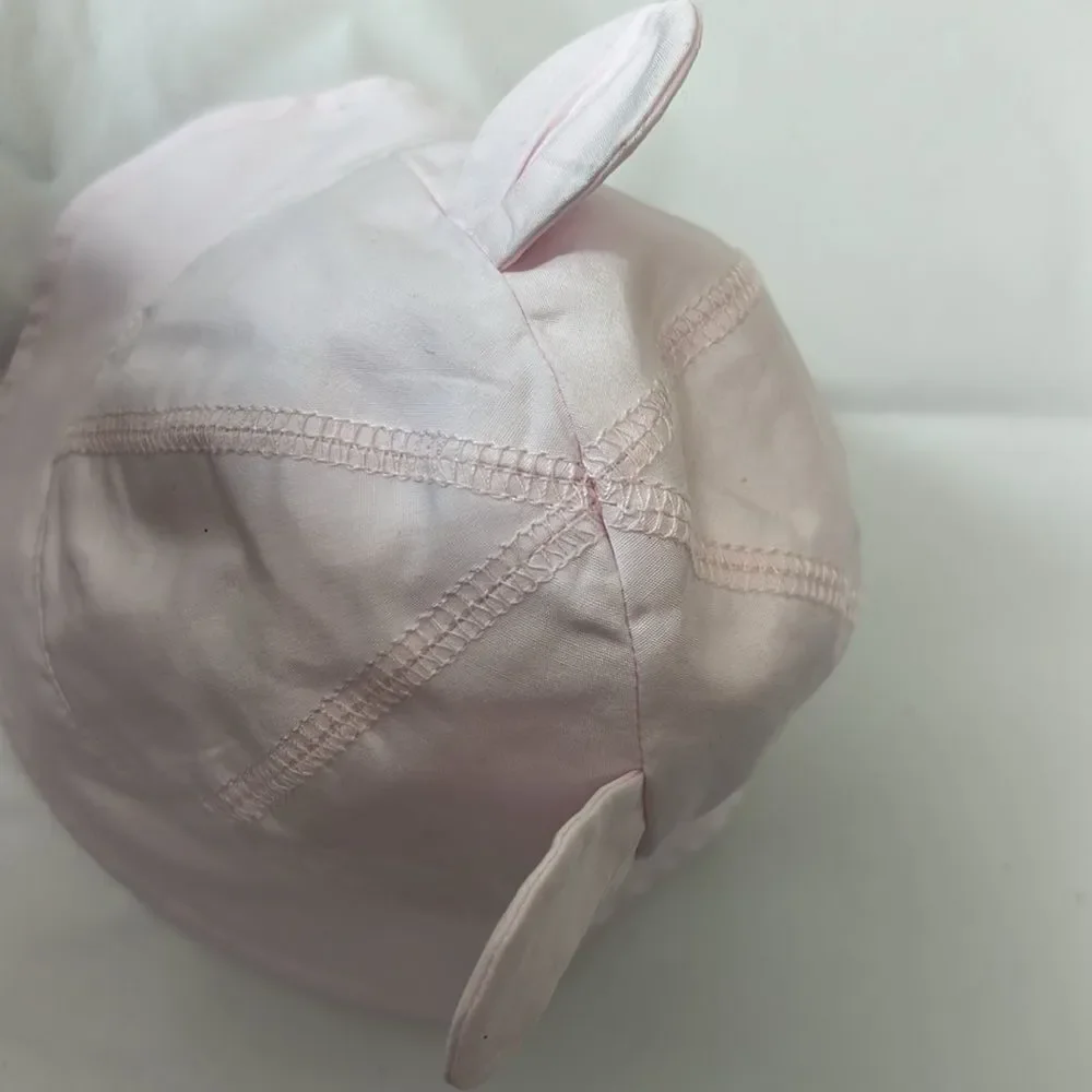 Janie and Jack Pale pink bucket hat with bear ears and chin strap NWT size NB